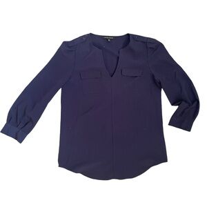 Cynthia Steffe Navy Long Sleeve Blouse with Pockets - Size M